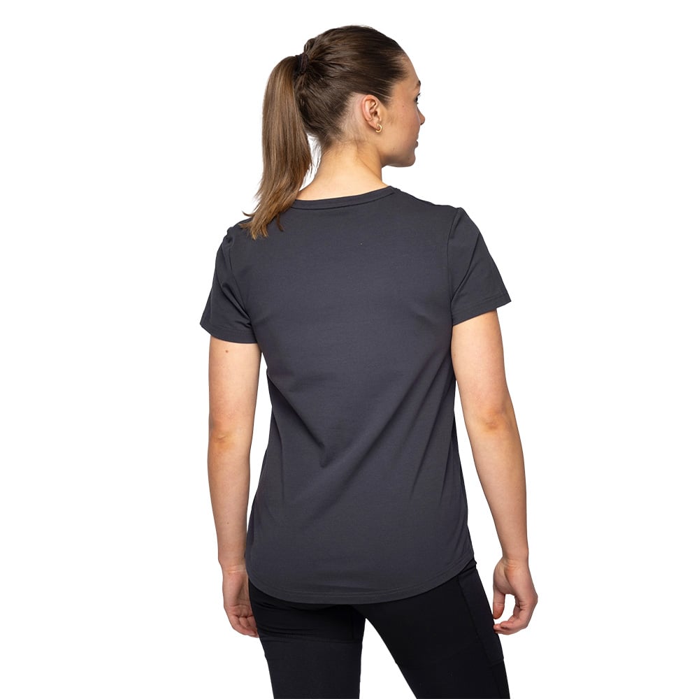 Дамска памучна тениска Bergans Nordmarka Organic Cotton print tee dark shadow grey/dark sunset grey - лице
