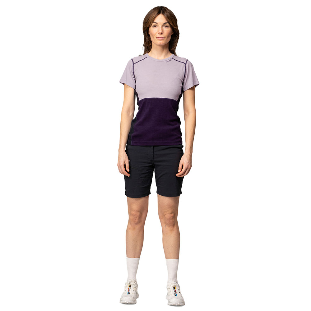 Дамска тениска от мерино вълна Devold Lauparen Merino 190 Tee Lilac I CampingRocks - отпред