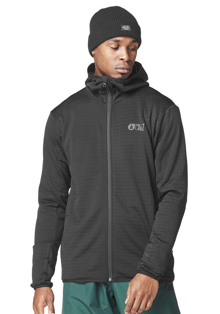 Мъжко поларено яке с качулка Picture Organic Bake Grid Front Zip Fleece Black