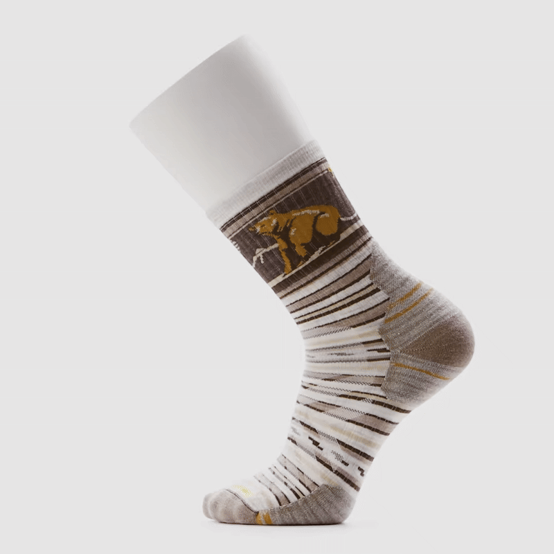 Туристически чорапи Smartwool Hike Targeted Cushion Bear Stripe Mid Crew Socks Ash