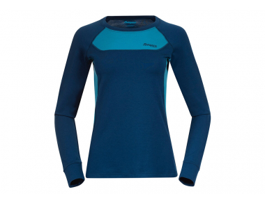 Дамска термо блуза от мерино вълна Bergans Cecilie Wool Long Sleeve Deep Sea Blue 2023