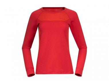 Дамска термо блуза от мерино вълна Bergans Cecilie Wool Long Sleeve Red Leaf / Energy Red 2023