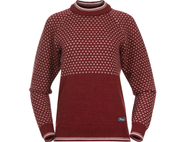 Дамски пуловер от мерино вълна Bergans Alvdal Wool W Jumper Chianti Red / Vanilla White 2024