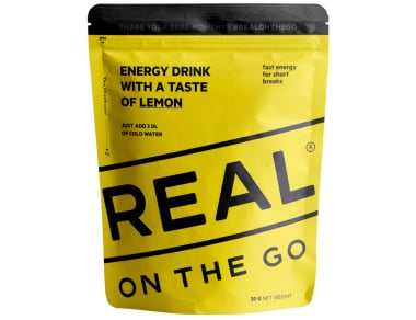 Eнергийна напитка с вкус на лимон REAL On the Go Energy Drink Lemon - ултралека и свежа с приятен аромат на лимон. Перфектен избор за хидратация по време на преходи и спорт.
