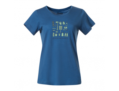Дамска тениска от мерино вълнa Bergans Graphic Wool W North Sea Blue 2023