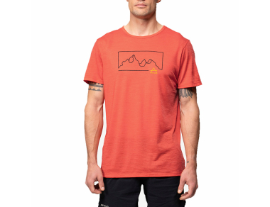 Мъжка тениска от мерино вълнa Devold Active Outline Tee Man Cayenne - отпред