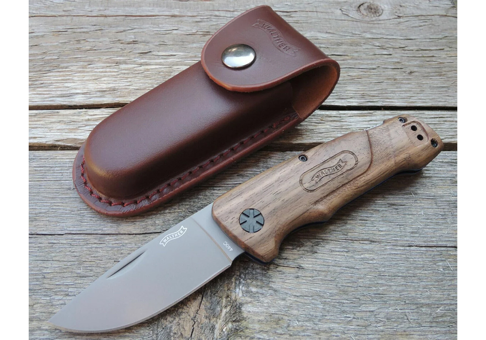 Джобен нож Walther knife 'Blue Wood' - walnut wood BWK 2