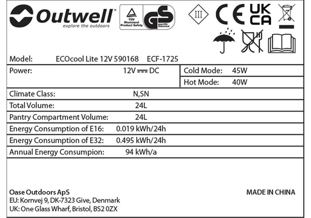 Електрическа хладилна чанта Outwell ECOcool Lite Dark Blue 24L 12V 2020