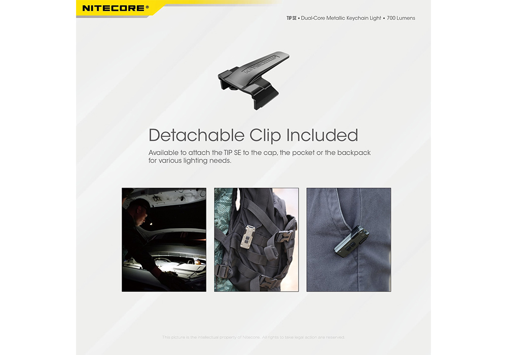 Detachable clip Nitecore TIP SE 700 LM Rechargeable Black 2021