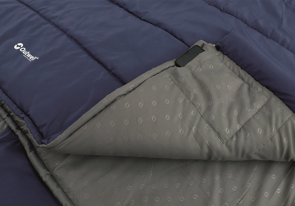 Вътрешни джобове двоен спален чувал Contour Lux Double Imperial Blue 2020